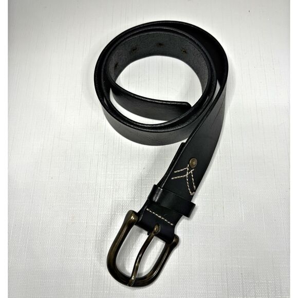 Levis Mens Black Leather Belt Genuine Full Grain Size Large 38 Work Ware - Picture 1 of 4